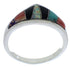 Multicolor Inlay Authentic Sterling Silver Ring Size 8-1/2 VX36905